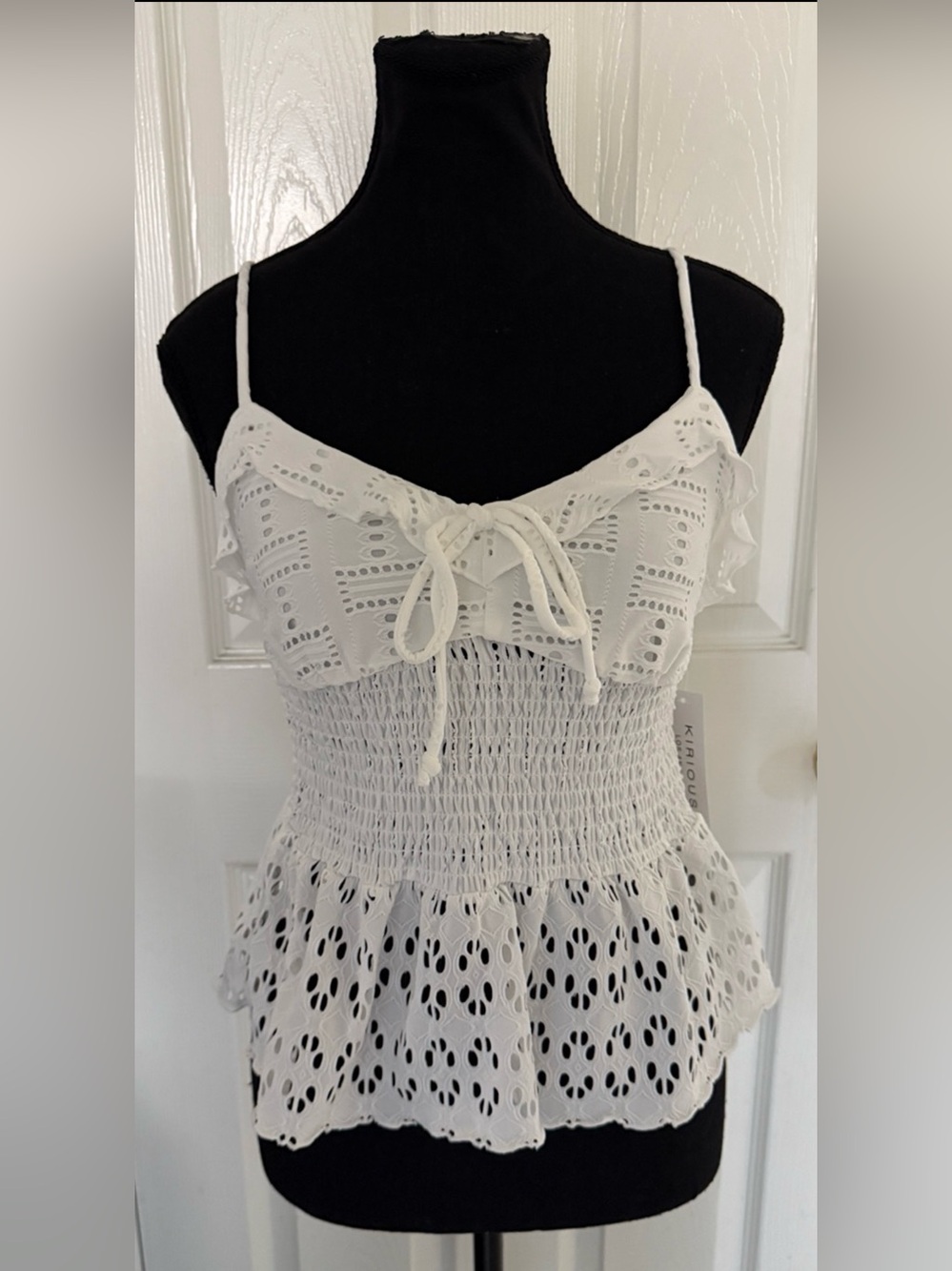 NWT Kirious Los Angeles White Eyelet Peplum Cami Size Small